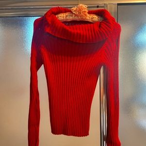 New York & Company Cherry Red Cowl Neck Sweater XS